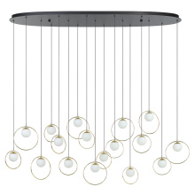 Eglo 206115A - 17 LT Integrated LED Linear Pendant w/ Black & Shiny Brass Finish & White Shades