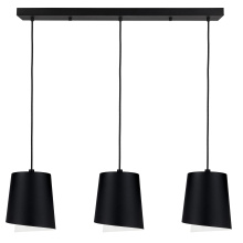 Eglo 206246A - 3 LT Linear Pendant w/ Black Finish & Black w/ White Interior Shade