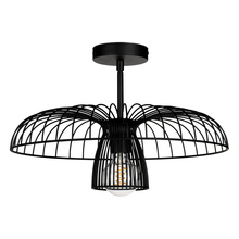 Eglo 206263A - 1 LT Dual Mount Ceiling or Pendant Light w/ Black Finish & Black Metal Cage Shade