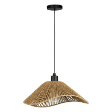 Eglo 206322A - 1 LT Dual Mount Pendant or Ceiling Light w/ Black Finish & Natural Rope Shade