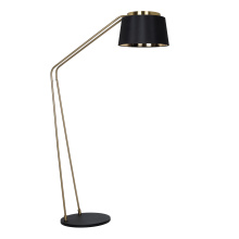 Eglo 206619A - 1 LT Floor Lamp w/ Brushed Gold & Black Finish & Black w/ Brass Interior Fabric Shade
