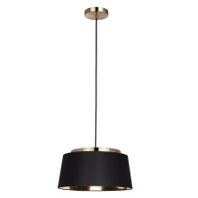 Eglo 206803A - 3 LT Pendant w/ Black Finish & Black w/ Brushed Brass Interior Fabric Shade