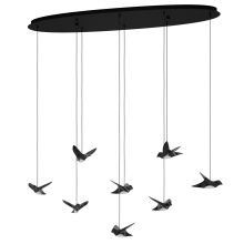 Eglo 390055A - 8 LT LED Oval Pendant w/ Black Finish &  Black Chrome Bird Shaped Shades