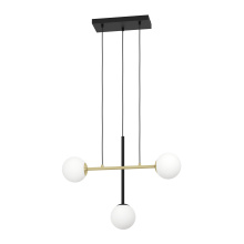 Eglo 390177A - 3 LT Pendant w/ Black & Brushed Gold Finish & White Sphere Glass Shades