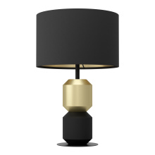 Eglo 390188A - 1 LT Table Lamp w/ Black & Brushed Brass Base & Black w/ Brushed Brass Colored Interior Fabric Shade