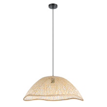 Eglo 390236A - 1 LT Pendant w/ Matte Black Finish & Natural Color Wicker Shade
