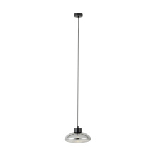 Eglo 390298A - 1 LT LED Pendant w/ Black Finish & Chrome Smoked Glass Shade