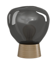 Eglo 390321A - 1 LT Table Lamp w/ Wood Finish & Chrome Smoked Glass Shade