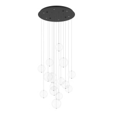 Eglo 390333A - 6 LT LED Cascade Pendant w/ Black Finish & 15 Clear Glass Shades