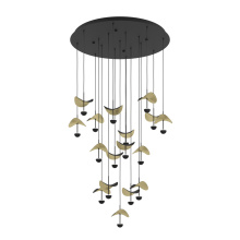 Eglo 390341A - 17 LT LED Cascade Pendant w/ Black Finish & Black & Gold Leaf Shades