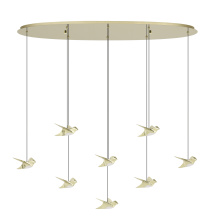 Eglo 390397A - 8 LT LED Oval Pendant w/ Brass Finish & Gold Bird Shaped Shades w/ Acrylic Diffusers