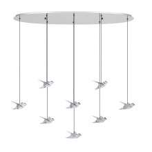 Eglo 390401A - 8 LT LED Oval Pendant w/ Chrome Finish & Chrome Bird Shaped Shades w/ Acrylic Diffusers