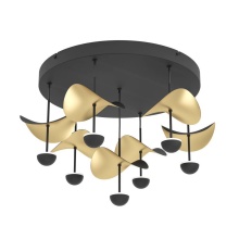 Eglo 390411A - 7 LT Integrated LED Ceiling Light w/ Black Finish & Gold Leaf Shades