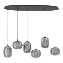 Eglo 390415A - 6 LT 3CCT LED Linear Pendant w/ Black Finish & Smoked Glass Shades