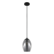 Eglo 39564A - 1 LT Pendant w/ Black Finish & Chrome Smoked Glass Shade