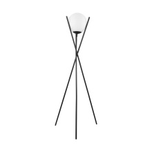 Eglo 39594A - 1 LT Floor Lamp w/ Matte Black Finish & White Sphere Shade