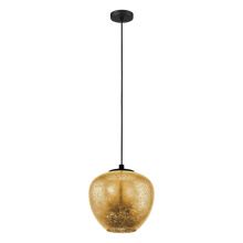 Eglo 39597A - 1 LT Pendant w/ Black Finish & Gold Leaf Glass Shade
