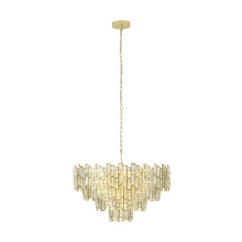 Eglo 39614A - 10 LT Chandelier w/ Brass Finish & Clear Glass Crystal Elements