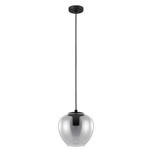 Eglo 39656A - 1 LT Mini Pendant w/ Black Finish & Chrome Smoked Glass Shade