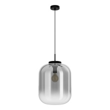 Eglo 39674A - 1 LT Pendant w/ Black Finish & Chrome Smoked Glass Shade