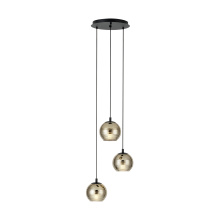 Eglo 39685A - 3 LT Round Cascade Pendant w/ Black Finish & Gold Smoked Glass Shades