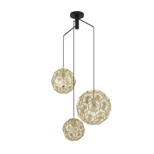 Eglo 39758A - 3 LT Round Cascade Pendant w/ Black Finish & Brass Geometric Design  Shades