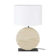 Eglo 39916A - 1 LT Table Lamp w/ a Natural Wood Body & White Fabric Shade