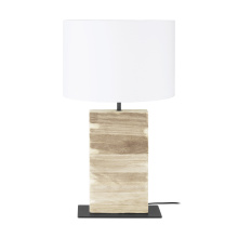 Eglo 39917A - 1 LT Table Lamp w/ a Natural Wood Body & White Fabric Shade