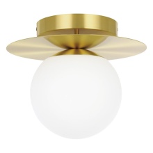 Eglo 39951A - 1 LT Ceiling Light w/ Brushed Brass Finish & White Opal Glass Shade
