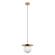 Eglo 39952A - 1 LT Mini Penant w/ Brushed Brass Finish & White Opal Glass Shade