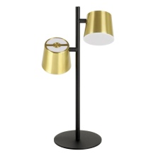 Eglo Canada 39986A - 2 LT Table Lamp w/ Black Finish & Brass w/ White Interior Metal Shades