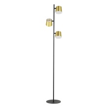 Eglo Canada 39987A - 3 LT Floor Lamp w/ Black Finish & Brass w/ White Interior Metal Shades