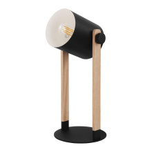 Eglo Canada 43047A - 1 LT Table Lamp w/ Black & Wood Finish & Black w/ White Shade