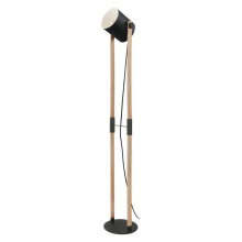 Eglo 43048A - 1 LT Floor Lamp w/ Black & Wood Finish & Black w/ White Shade