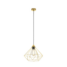 Eglo 43679A - 1 LT Open Frame Geometric Pendant w/ Brushed Brass Finish & Black Acccents