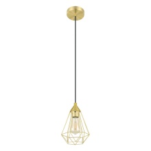 Eglo 43681A - 1 LT Open Frame Geometric Mini Pendant w/ Brushed Brass Finish & Black Acccents