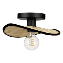 Eglo 44045A - 1 LT Ceiling Light w/ Black Finish & Bamboo Shade