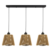 Eglo 44073A - 3 LT Liner Pendant w/ Black Finish & Natural Rope Shade