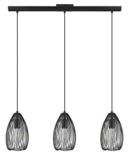 Eglo 49142A - 3 LT Linear Pendant w/ Black Finish & Black Metal Shades