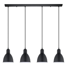 Eglo 49466A - 4 LT Linear Pendant w/ Black Finish & Black w/ White Shades