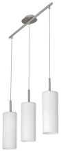 Eglo 85978A - 3 LT Linear Pendant w/ Matte Nickel Finish & White Frosted Cylinder Glass Shades