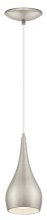 Eglo 92076A - 1 LT Mini Pendant w/ Matte Nickel Finish & Matte Nickel w/ White Interior Metal Shade