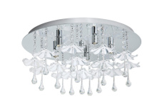 Eglo 93053A - 5 LT  Ceiling Light w/ Chrome Finish & Glass Flower Crystal Drops
