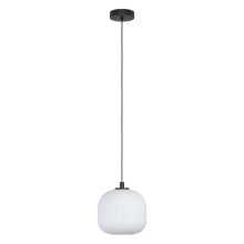 Eglo 99366A - 1 LT Pendant w/ Black Finish & White Glass Shade